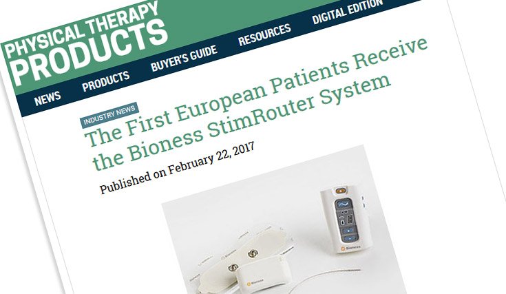 Physical Therapy Products article on Bioness StimRouter System